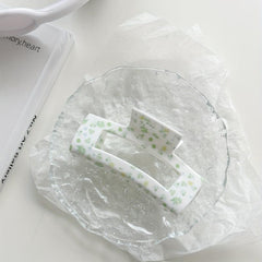 Flower Pattern Hollow Rectangle Hair Claw Acrylic Shark Claw Ponytail Holder