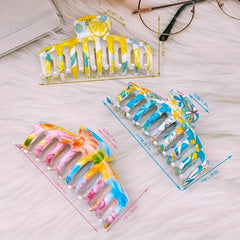 3pcs Colorful Hair Claw Clip Flower Printed Ponytail Holder Hair Accessories