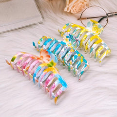3pcs Colorful Hair Claw Clip Flower Printed Ponytail Holder Hair Accessories