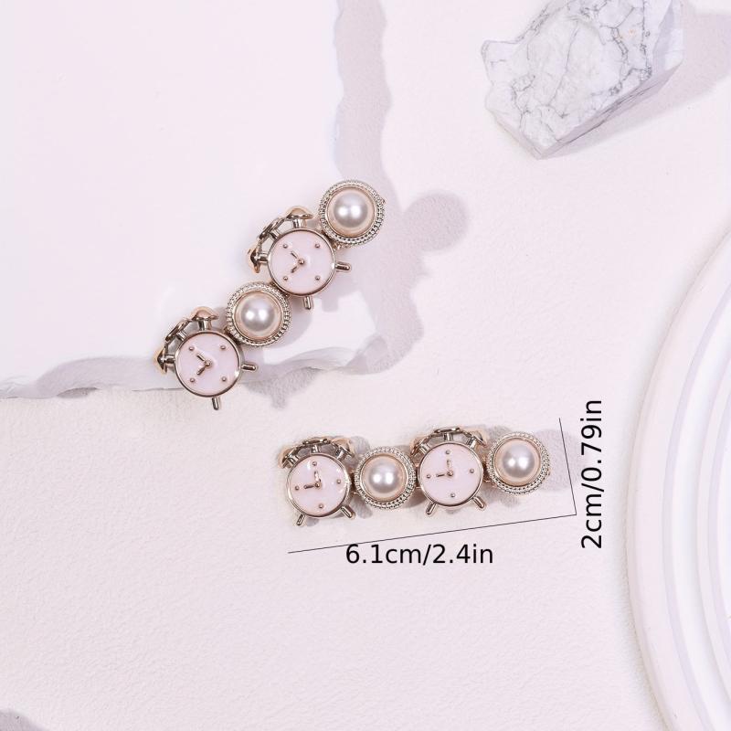 2pcs Faux Pearl Duck Billed Hair Clip for Women