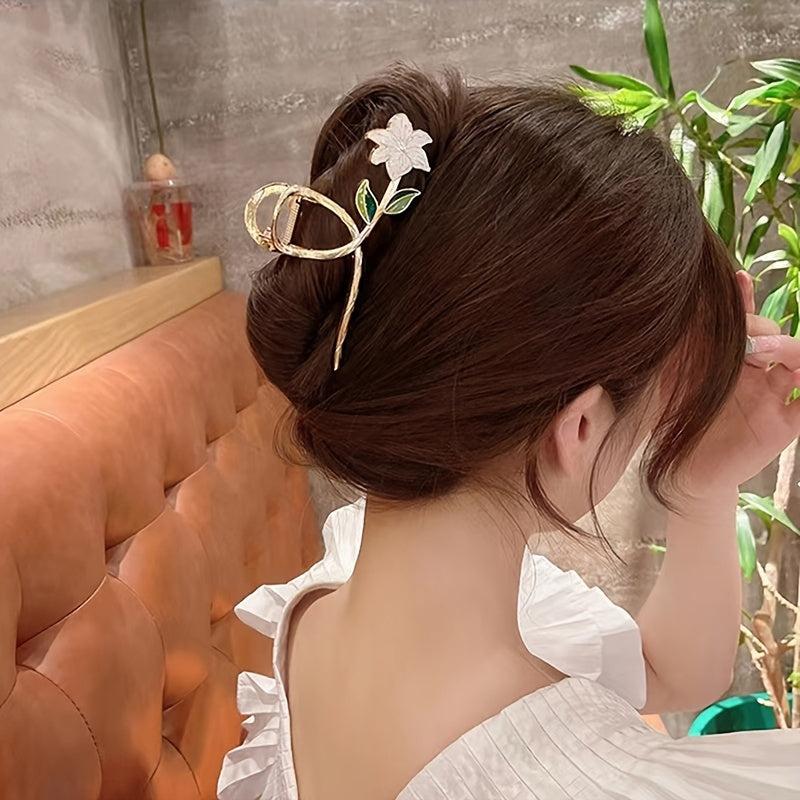 Metal Flower Hair Claw Clip Strong Hold for Thick Hair