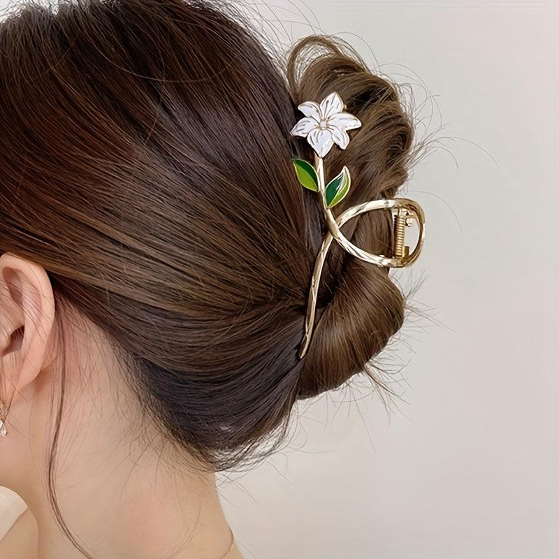Metal Flower Hair Claw Clip Strong Hold for Thick Hair