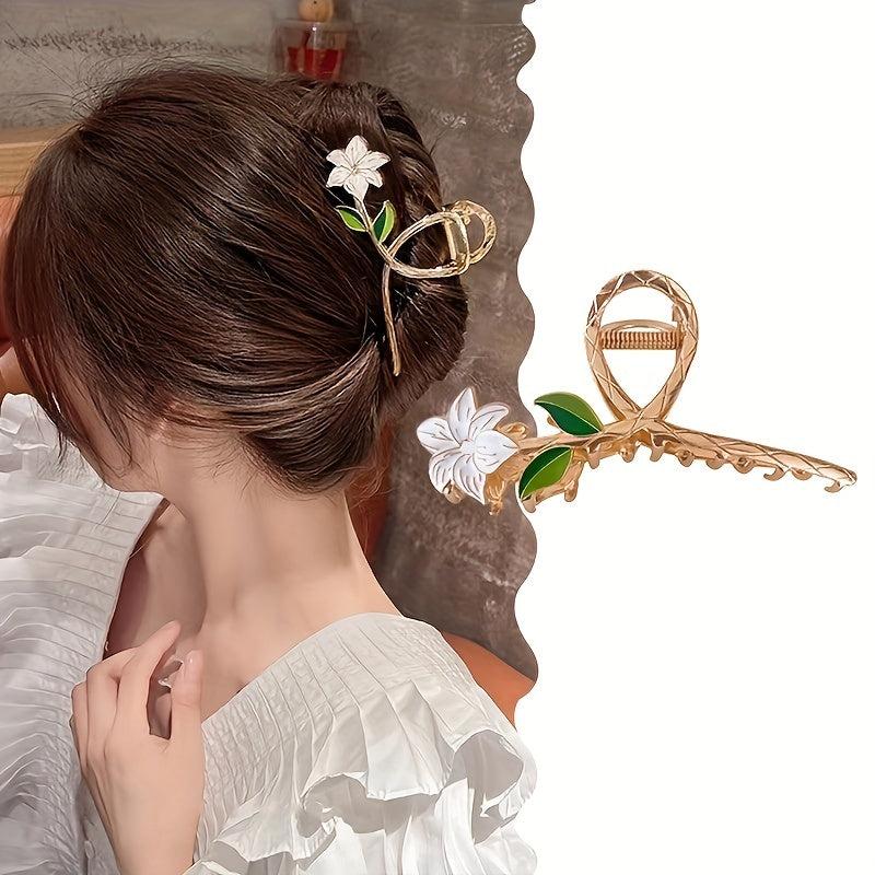 Metal Flower Hair Claw Clip Strong Hold for Thick Hair