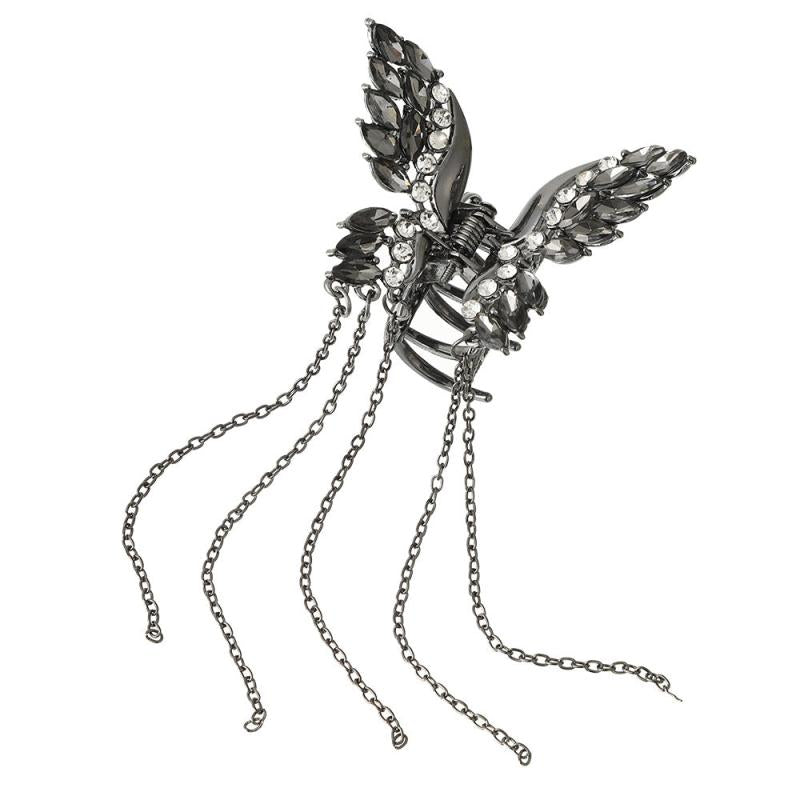 Golden Butterfly Hair Claw Clips with Tassel for Women Vintage