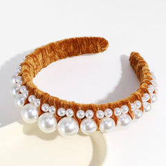Faux Pearl Hair Hoop Velvet Wide Brimmed Hair Hoop Hair Accessories