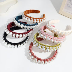 Faux Pearl Hair Hoop Velvet Wide Brimmed Hair Hoop Hair Accessories
