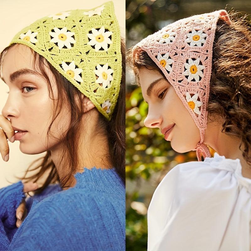 Boho Crochet Bandana Triangular Head Band for Women Girls