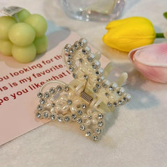 Butterfly Rhinestone Hair Claw Faux Pearl Hair Accessories