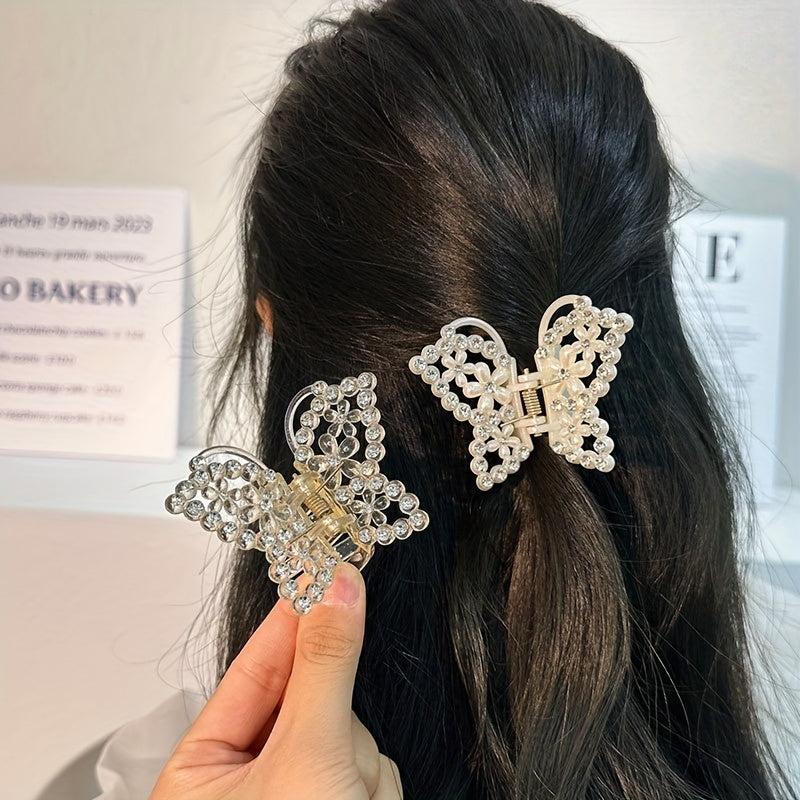 Butterfly Rhinestone Hair Claw Faux Pearl Hair Accessories