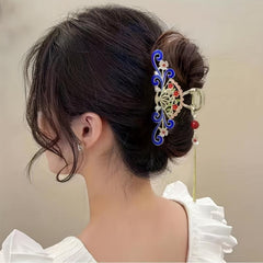 Chinese Style Tassel Hair Claw Metal Flower Hair Claw Nonslip Ponytail Holder