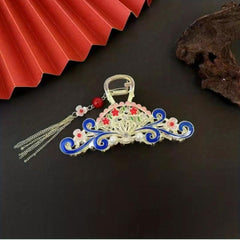 Chinese Style Tassel Hair Claw Metal Flower Hair Claw Nonslip Ponytail Holder