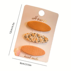 Floral Printed Hair Clip Ellipse Shape Snap Clip for Women Girls