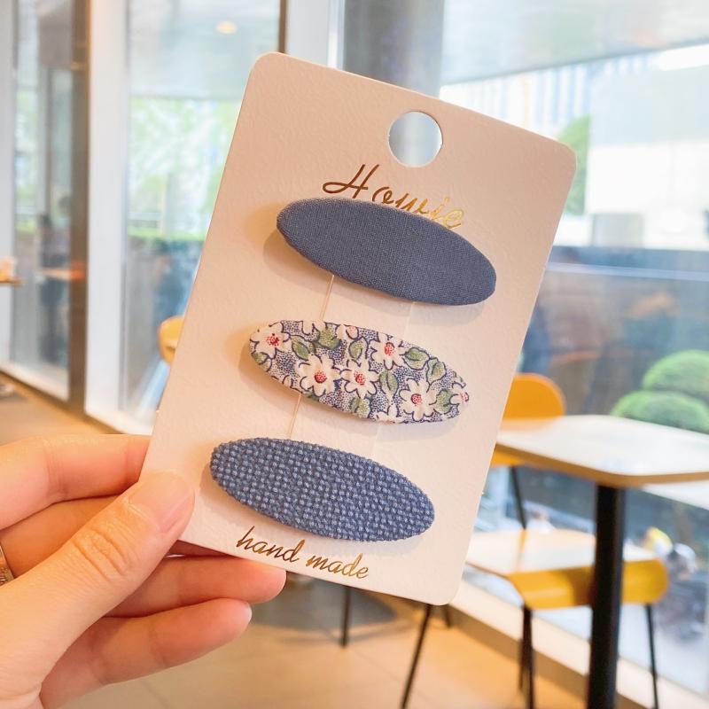 Floral Printed Hair Clip Ellipse Shape Snap Clip for Women Girls