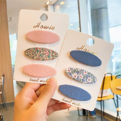 Floral Printed Hair Clip Ellipse Shape Snap Clip for Women Girls