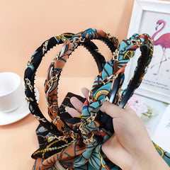 Satin Fabric Headband Retro Ribbon Hair Band Non Slip Hair Hoop Access