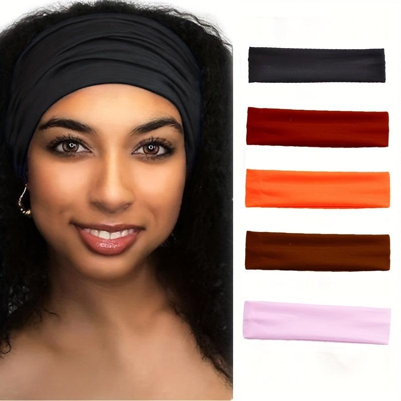 Solid Elastic Sports Hairband Wide Brim Yoga Hairband Sweatband Turban Bundle