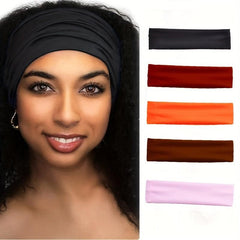 Solid Elastic Sports Hairband Wide Brim Yoga Hairband Sweatband Turban Bundle