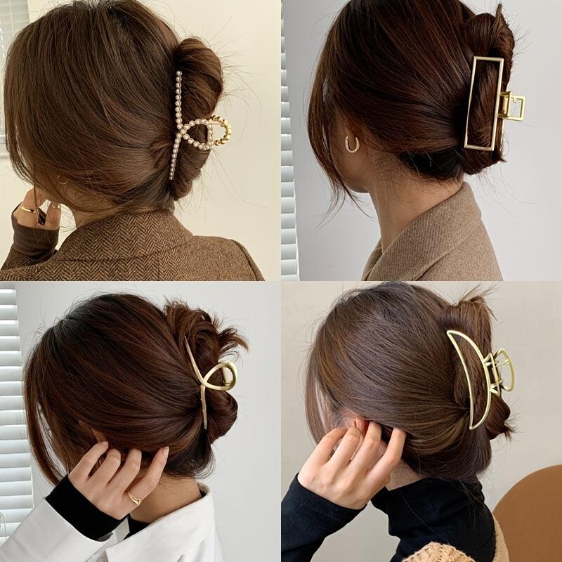 6pcs Gold Hair Claw Clip for Women Metallic Shark Claw Jaw Clip