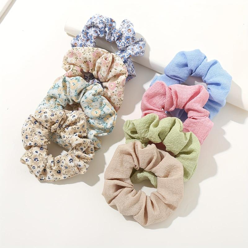 8PCS Fabric Floral Headband Hair Tie Hair Rope Pastoral Style Hair Accessories