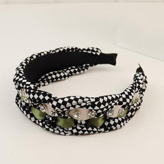 Synthetic Hair Braided Headband with Houndstooth Scarf