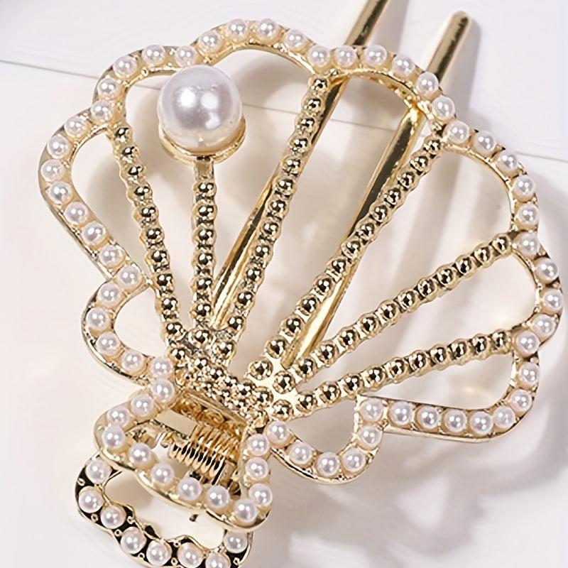 Vintage Rhinestone Pearl Hair Clip Sweet Hair Accessory