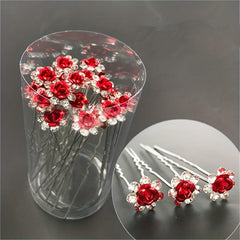 Crystal Flower Hair Pin Rhinestone Hairpin Bridal Wedding Hair Jewelry