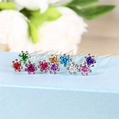 Crystal Flower Hair Pin Rhinestone Hairpin Bridal Wedding Hair Jewelry