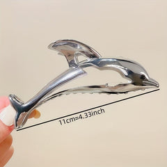 Alloy Dolphin Hair Claw Ocean Series Nonslip Ponytail Holder