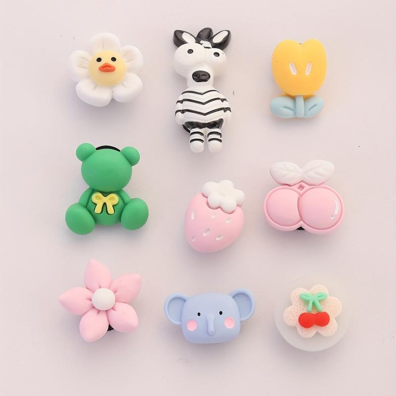 9pcs Cartoon Shoe Buckles Animal Fruit Plant Clogs Sandal Buckles