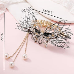 Copper Alloy Round Hair Claw Clip Tassel Faux Pearl Accessory