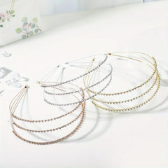 Retro Rhinestone 3 Tiers Headband Female Versatile Headband