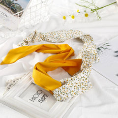 Big Flower Silk Scarf Headband Double Sided Scarf