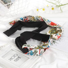 Big Flower Silk Scarf Headband Double Sided Scarf