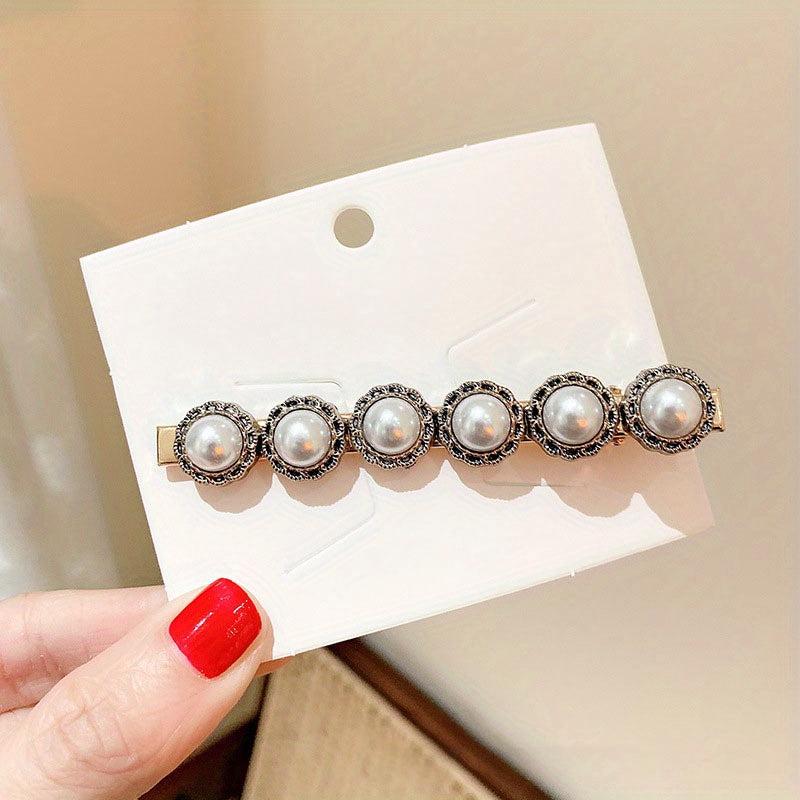 Vintage Faux Pearl Hair Clip Head Jewelry for Women