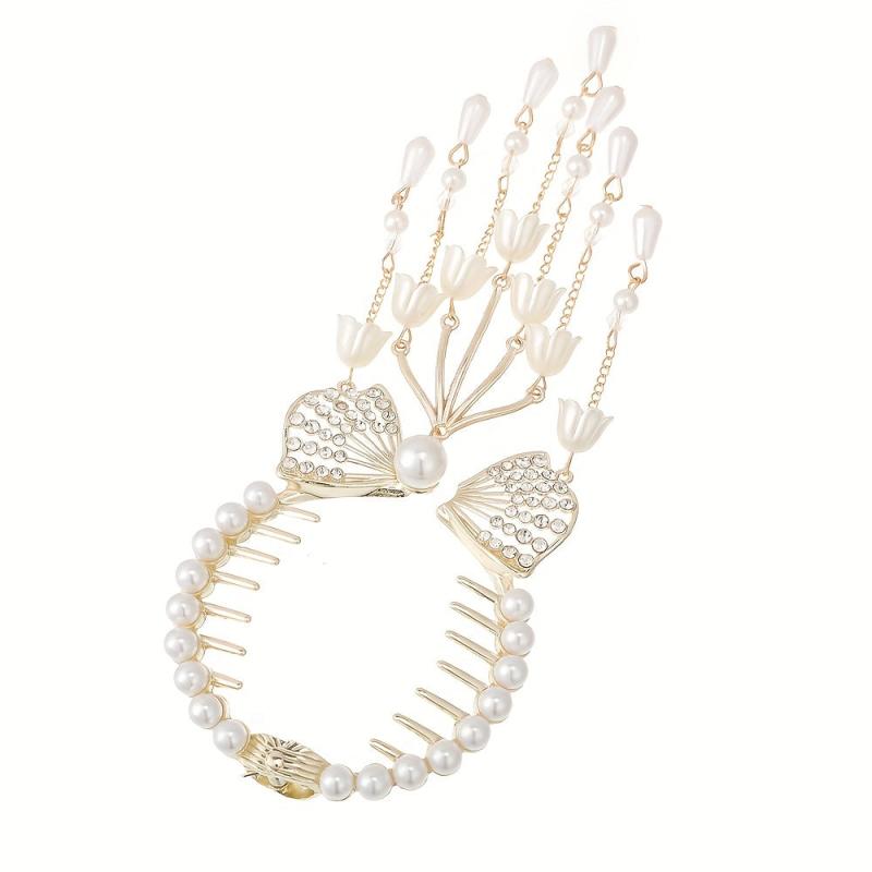 Rhinestone Banana Clip Flower Tassel Hair Clip Prom Party