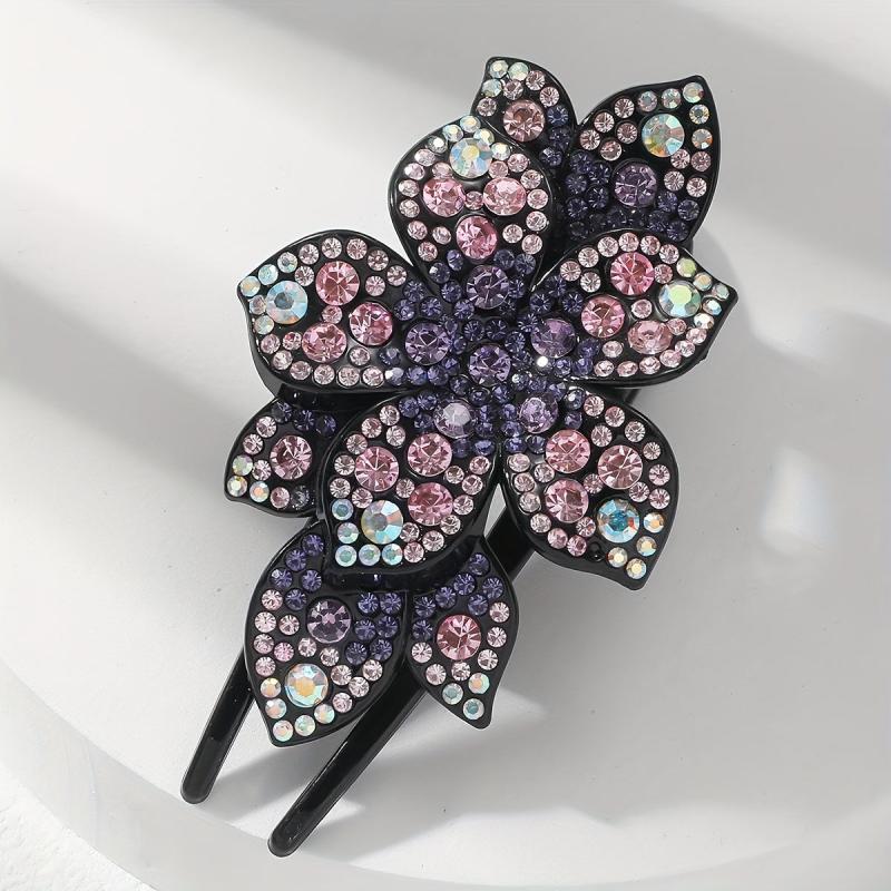 Colorful Rhinestone Hair Clip Large Duck Billed Ponytail Bun Holder