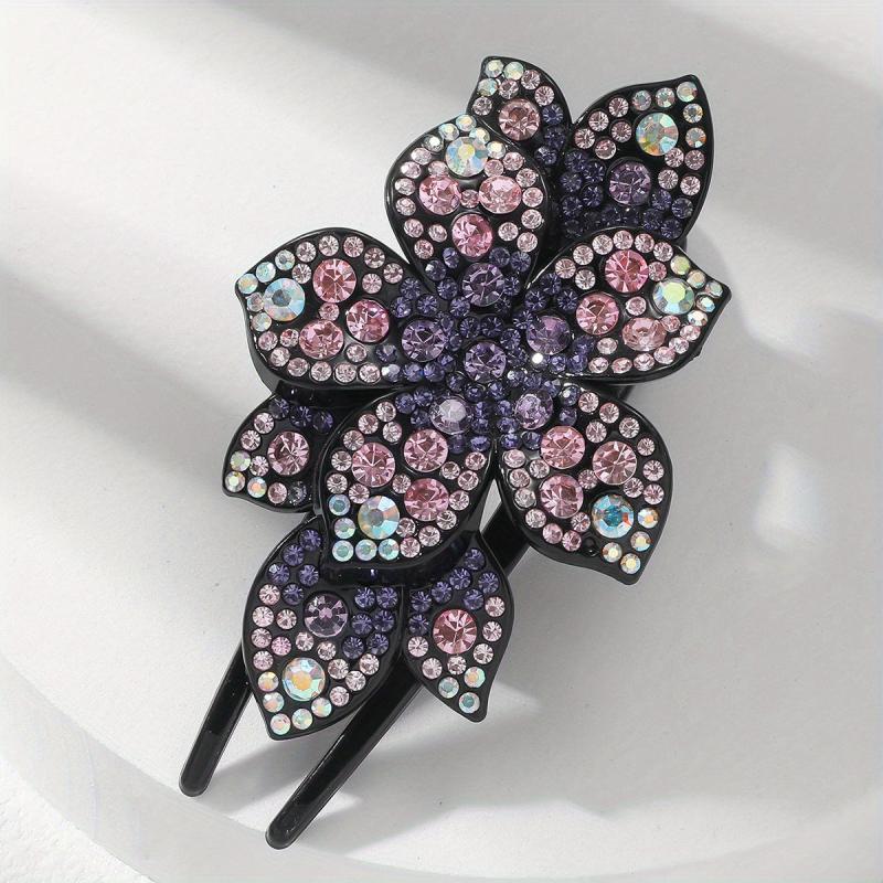 Colorful Rhinestone Hair Clip Large Duck Billed Ponytail Bun Holder