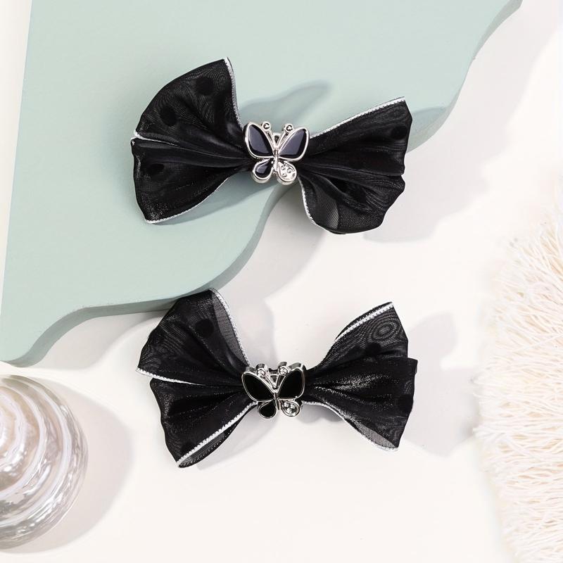 2pcs Mesh Bow Hair Clip Duck Billed Clip for Women Girls