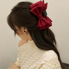 Sweet Bow Hair Claw Double Bowknot Hair Claw Nonslip Ponytail Holder