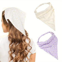 2 Pcs Floral Bandana Flower Headband Elastic Headdress Sweet