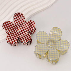 Checkerboard Pattern Flower Hair Claw Set