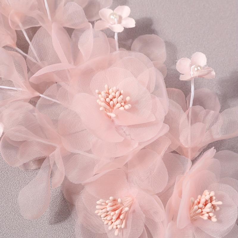Salmon Pink Flower Hair Clip Large Mesh Flower Duck Billed Clip