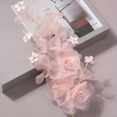 Salmon Pink Flower Hair Clip Large Mesh Flower Duck Billed Clip