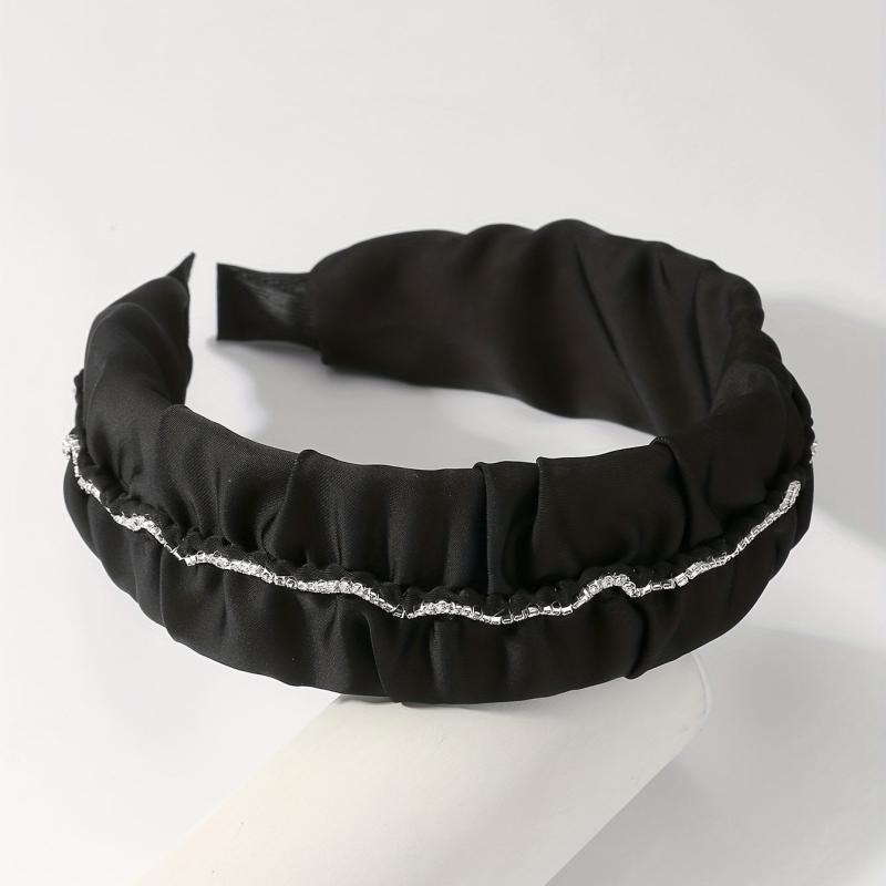 Vintage Rhinestone Headband Ruched Ruffled Headdress Hair Accessories