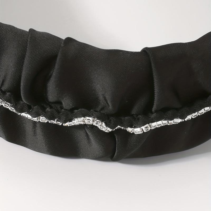 Vintage Rhinestone Headband Ruched Ruffled Headdress Hair Accessories