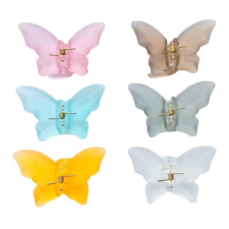 6pcs Frosted Butterfly Hair Claw Clip Ponytail Holder for Women