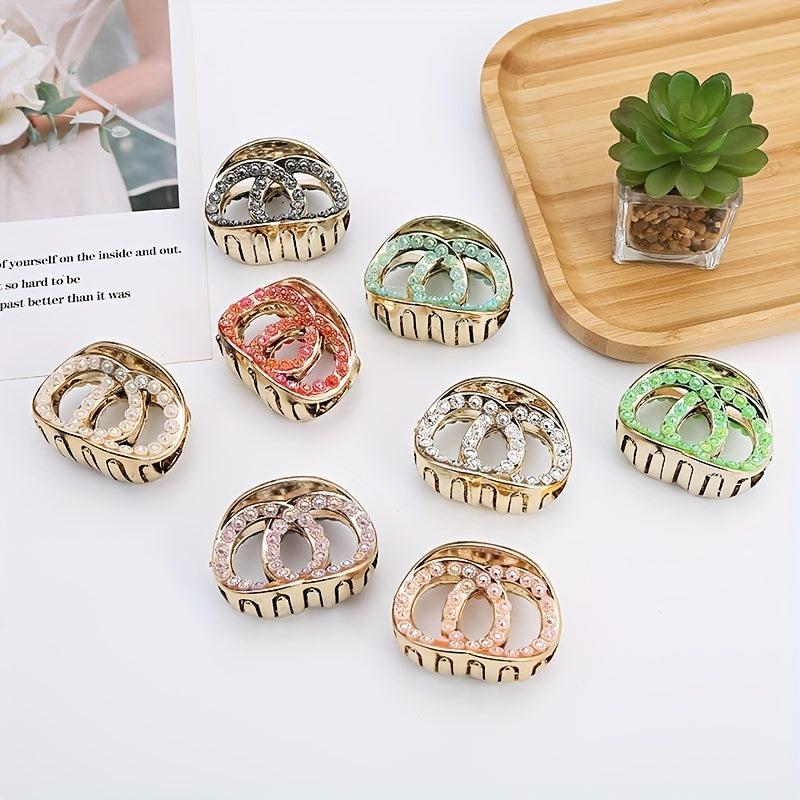 Small Rhinestone Hair Claw Glitter Hair Claw Nonslip Side Hair Bang Braids
