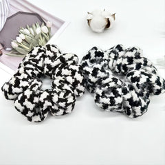 Knit Plaid Hair Scrunchies Ponytail Holders