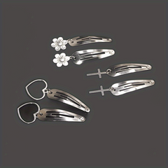 Y2K Metal Snap Clip Flower Heart Tassel Hair Clip Women Girls