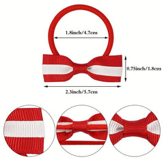 20pcs Small Bow Hair Tie For Girls Baby Bowknot Hair Ring Elastic Ponytail